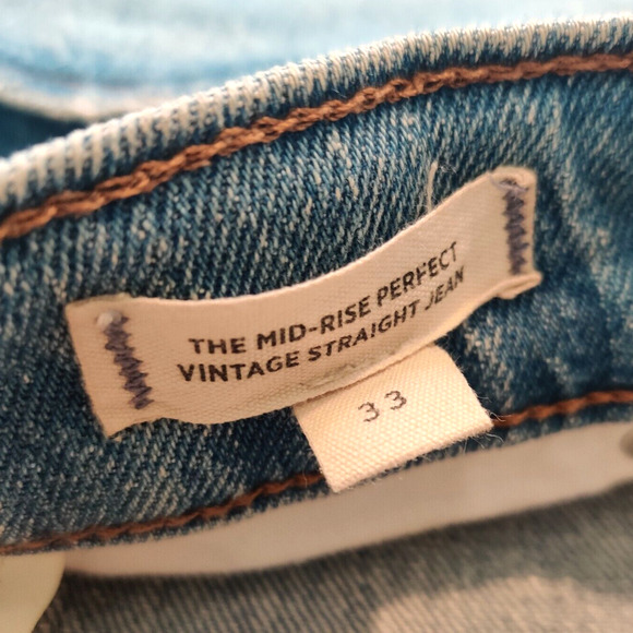 Lot of 2 Madewell Womens Jeans Size 33 Perfect Wide Leg Crop & Midrise Straight - Picture 11 of 16